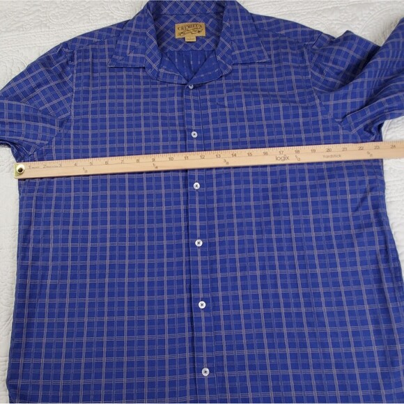 CREMIEUX Premium Denim Men's Shirt Size L Button Up Long Sleeve Blue Plaid - Picture 5 of 8